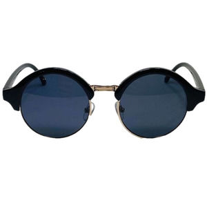 6053 | Black Retro Circle Sunglasses